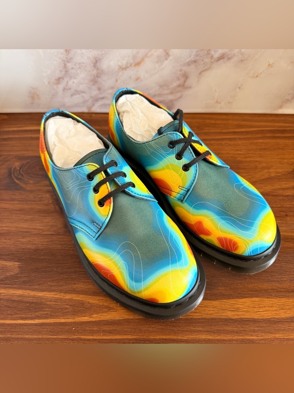 Dr. Martens size7 Multicolor Thermal Map Lace up Loafers